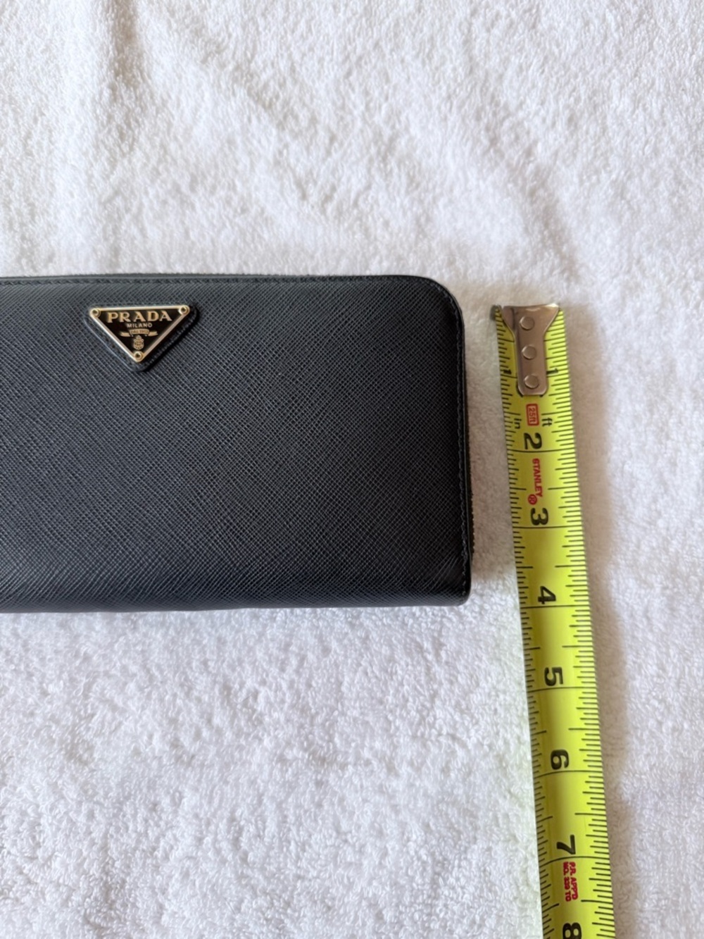 Prada Black Saffiano Leather Wallet with Gold Triangle Logo - Picture 11 of 11